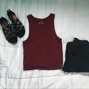 AEO Soft & Sexy Mock Neck Maroon Tank